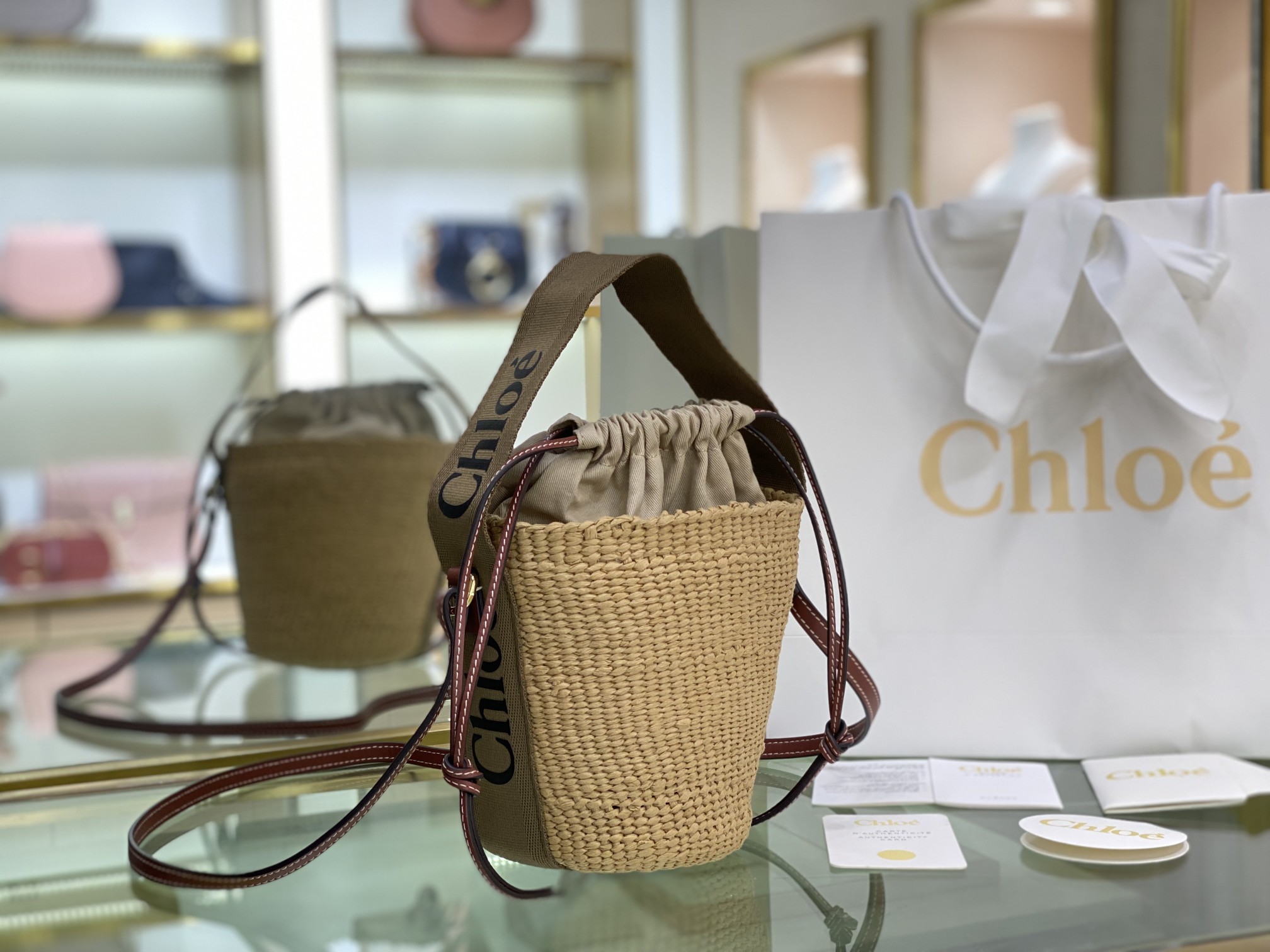 Chloe Small Woody Basket In Natural Fibers 